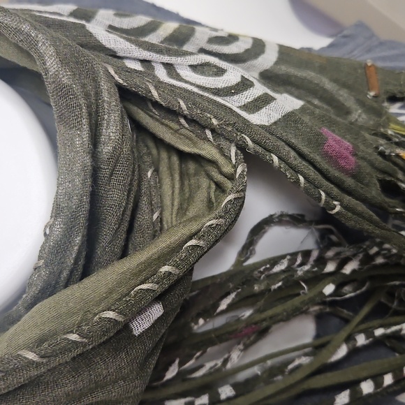 Free People Army Green Gauze Scarf - Picture 6 of 7
